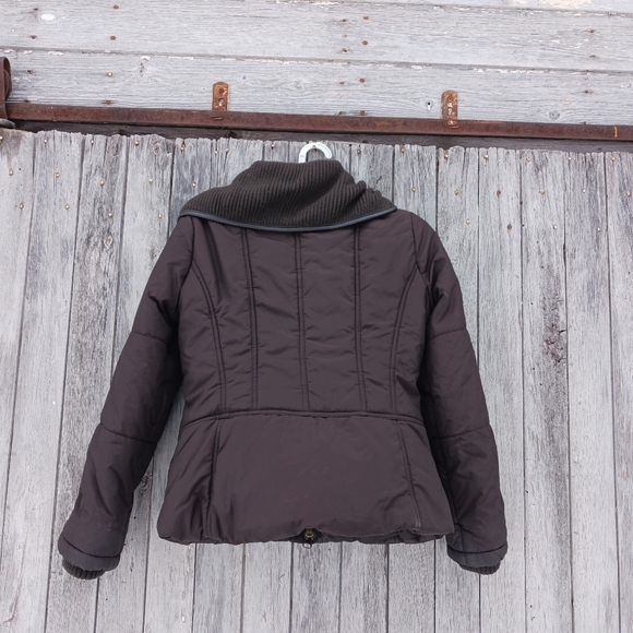 Zara Basic Size Large Puffer Jacket Wide Shawl Collar Brown Womens - Picture 5 of 5